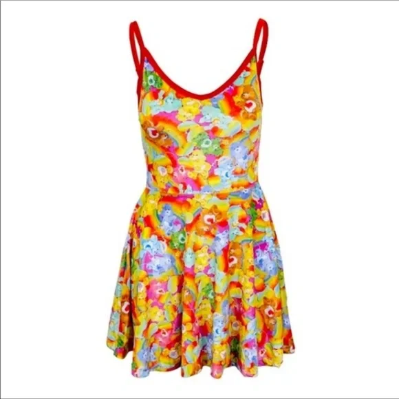 🎀✨🎀 Iron Fist & CARE-BEARS collab Flirty Velvet fit & flare Twirl Dress NWT - Picture 9 of 12